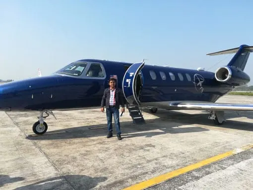 Business jet on the apron with an ASAP coordinator